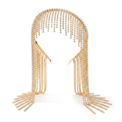 Gold Rhinestone Fringe Headband - Halloween Costume Accessory
