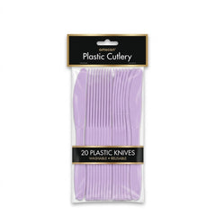 Lavender Plastic Knives - 7.5 In. | 20 Count