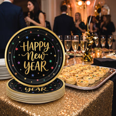 Starlight "Happy New Year" 10-Inch Round Paper Plates, 20-Pack