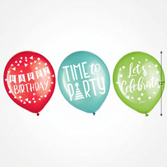 "A Reason to Celebrate" Birthday Latex Balloons, 12-Inch, 15-Pack