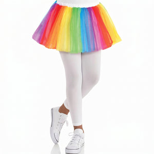 Rainbow Tutu Skirt for Kids - Layered Tulle Costume Accessory with Elastic Waist, Colorful Girls Dance Skirt for Parties, Pride, Halloween, One Size