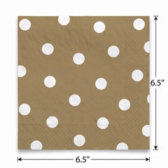 Gold Polka Dot Luncheon Napkins - 6.5 In. X 6.5 In. | 16 Count