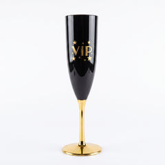 Glamorous VIP Champagne Flutes - Black & Gold, 5oz, Set of 4
