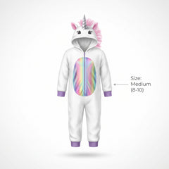 Rainbow Unicorn Fleece Jumpsuit Costume for Kids