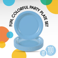 Little Gym - 9 In. Light Blue Plastic Plates | 100 Count