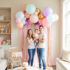 Pastel Balloon Backdrop with Streamers