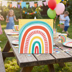 Retro Rainbow Paper Beverage Napkins - 16-Pack, Colorful Party Supplies - 5 In. X 5 In.