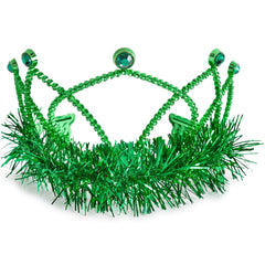 Festive Green Tinsel Trim Tiara