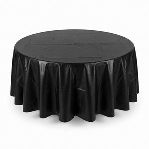 Jet Black Round Flannel Backed Table Cover - 84"
