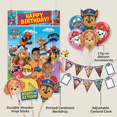 PAW Patrol Party Supplies Kit for 16 - Birthday Decorations with Happy Birthday Backdrop, Photo Booth Props, Photo Garland, Plates and Napkins