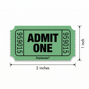 "Admit One" Ticket Roll - Green, 1000-Pairs
