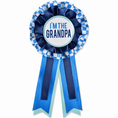 "I'm the Grandpa" Award Ribbon - Blue Checkered Baby Shower Accessory