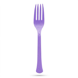 Lavender Plastic Forks - Solid Color Tableware - 7.5 in.