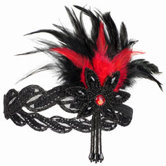 Glamorous 1920s Sequin & Feather Flapper Headband