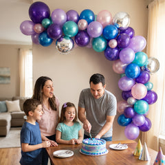 Cosmic Pearl Balloon Garland Kit - Purple, Blue & Silver
