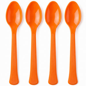 Vibrant Orange Plastic Spoons - Solid Color Tableware - 7.5 in.