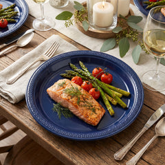 True Navy 7" Round Plastic Dessert Plates - 20 Pack