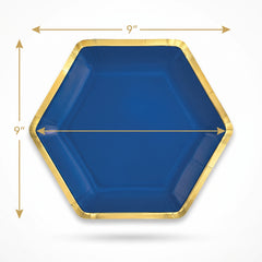 Royal Blue 9" Hexagon Metallic Paper Plate