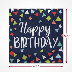 Colorful Geometric Birthday Luncheon Napkins - 6.5 In. x 6.5 In.