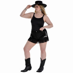 Women's Plus Size Western Fringe Shorts - Halloween Costume Accessory