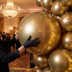 Gold Pearl Latex Balloons, 24-Inch, 4-Pack for Celebrations