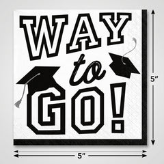 "Way to Go" Graduation Beverage Napkins, 40-Pack - 5 In. X 5 In.