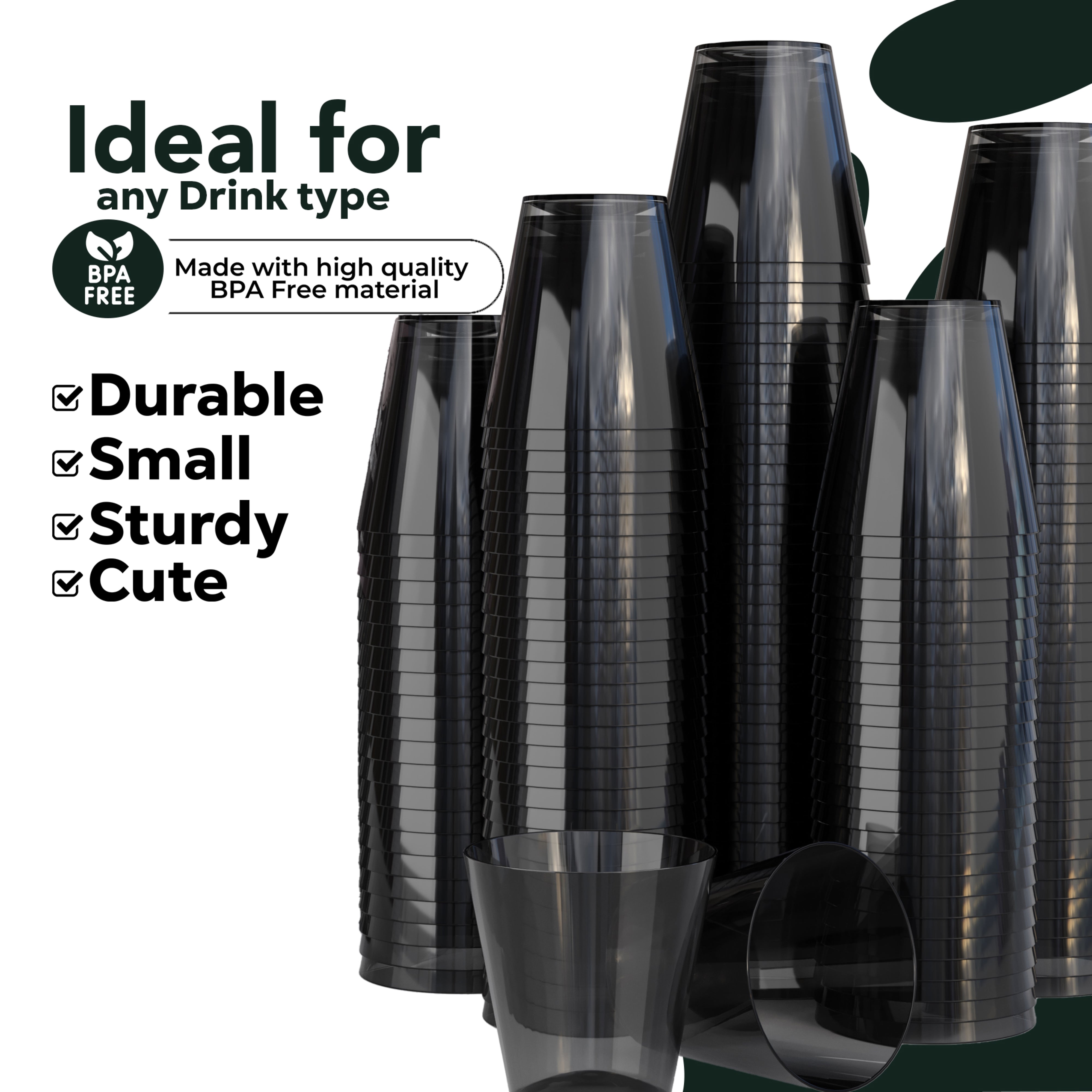 2 Oz. Smokey Plastic Shot Glasses - 100 Ct.