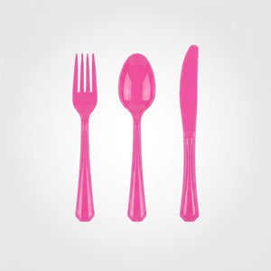 Pink Assorted Plastic Cutlery Set - 7.5 in. - 24 Pack