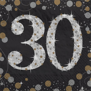 Sparkling Celebration 30th Birthday Beverage Napkins - 5 In. X 5 In.