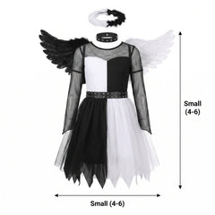 Twisted Angel Girl's Halloween Costume with Wings & Halo