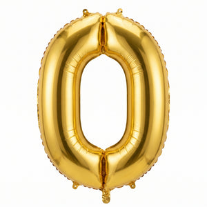 Gold Foil Number "0" Balloon - Air Filled Mylar Party Decoration