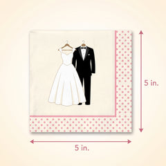Elegant Wedding Attire Beverage Napkins - 5 In. X 5 In.