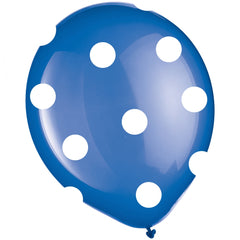 Royal Blue 12" Polka Dot Latex Balloons - Bulk Pack