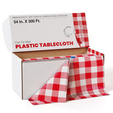 54 In. x 300 Ft. Cut to Size Plastic Table Cover | Red Gingham | Case of 4