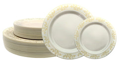 10.25 In. Gold Leaf Design Plastic Plates | 120 Count