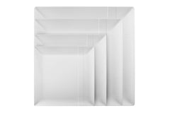 10.25 In. Zen Ridged White Square Plastic Plates | 120 Count