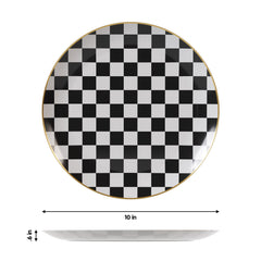 10 In. Checkerboard White Plastic Plates | 10 Count