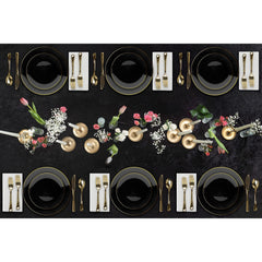 10 In. Classic Black Design Plates Gold Rim | 10 Count