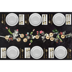 10 In. Classic White Design Plates Black Rim | 10 Count