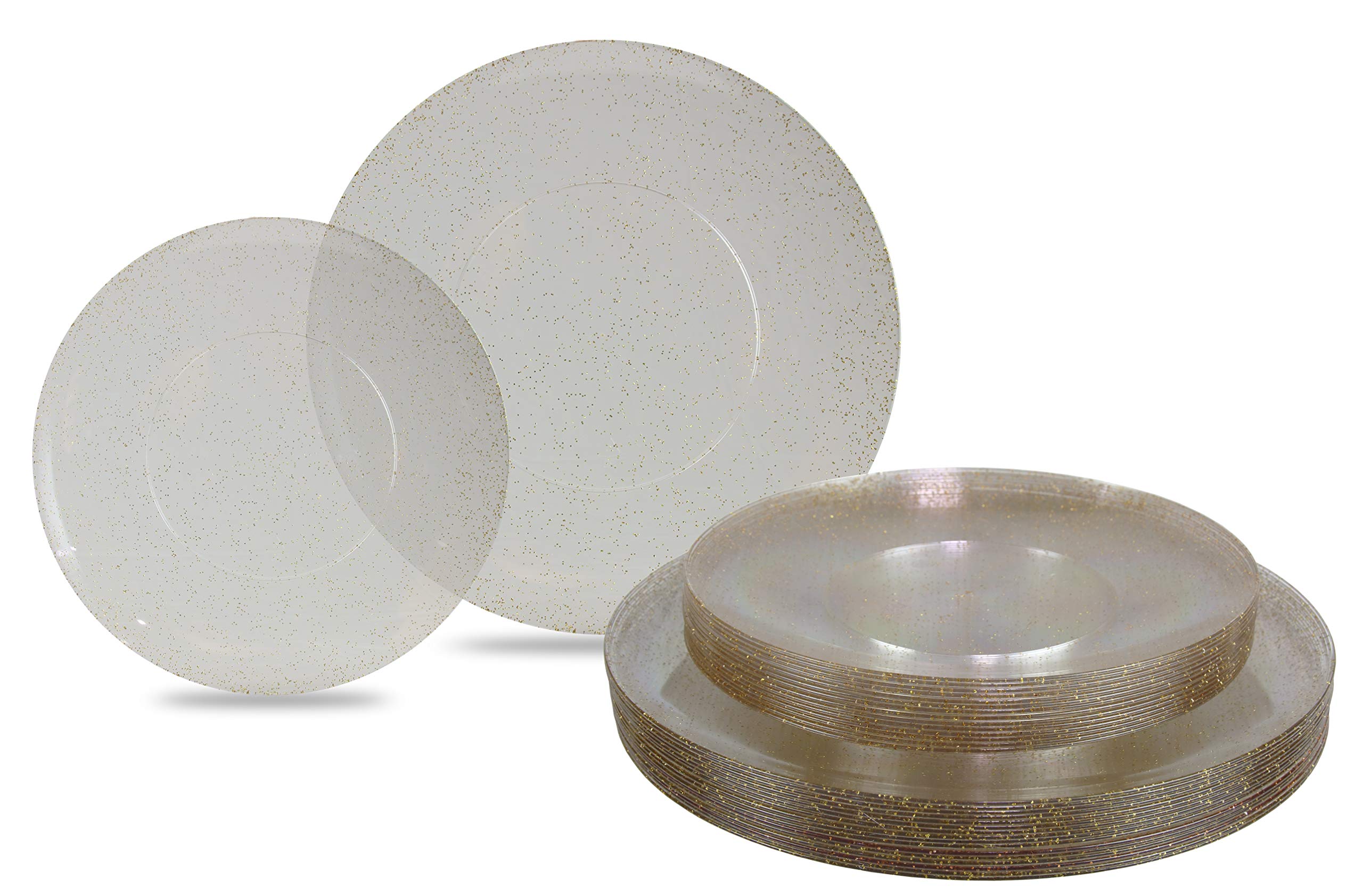 10 In. Gold Sparkle Design Plastic Plates | 10 Count