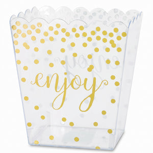 Clear Scalloped Candy Container with Gold Polka Dots, 52oz