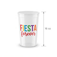 Fiesta Forever Plastic Cups, 16oz, 25 Pack
