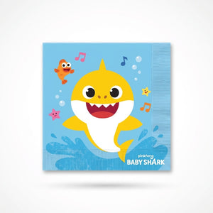 Baby Shark Lunch Napkins - 6.5 In. x 6.5 In. - 16 Pack, 2-Ply for Kids' Birthday Parties