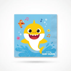Baby Shark Lunch Napkins - 6.5 In. x 6.5 In. - 16 Pack, 2-Ply for Kids' Birthday Parties