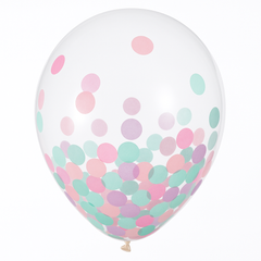 Lavender, Pink & Turquoise Confetti Balloons - 12", 6-Pack