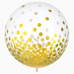 24-Inch Gold Confetti Latex Balloons, 2-Pack