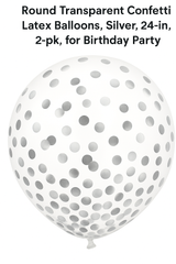 Silver Confetti Latex Balloons, 24-Inch, Pack of 2