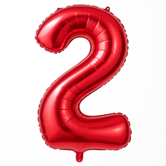 Red Foil Number 2 Balloon - Metallic Shine