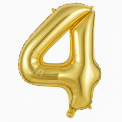 Gold Metallic Number 4 Foil Balloon