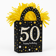 Sparkling 50th Birthday Balloon Weight Tote - Black & Gold